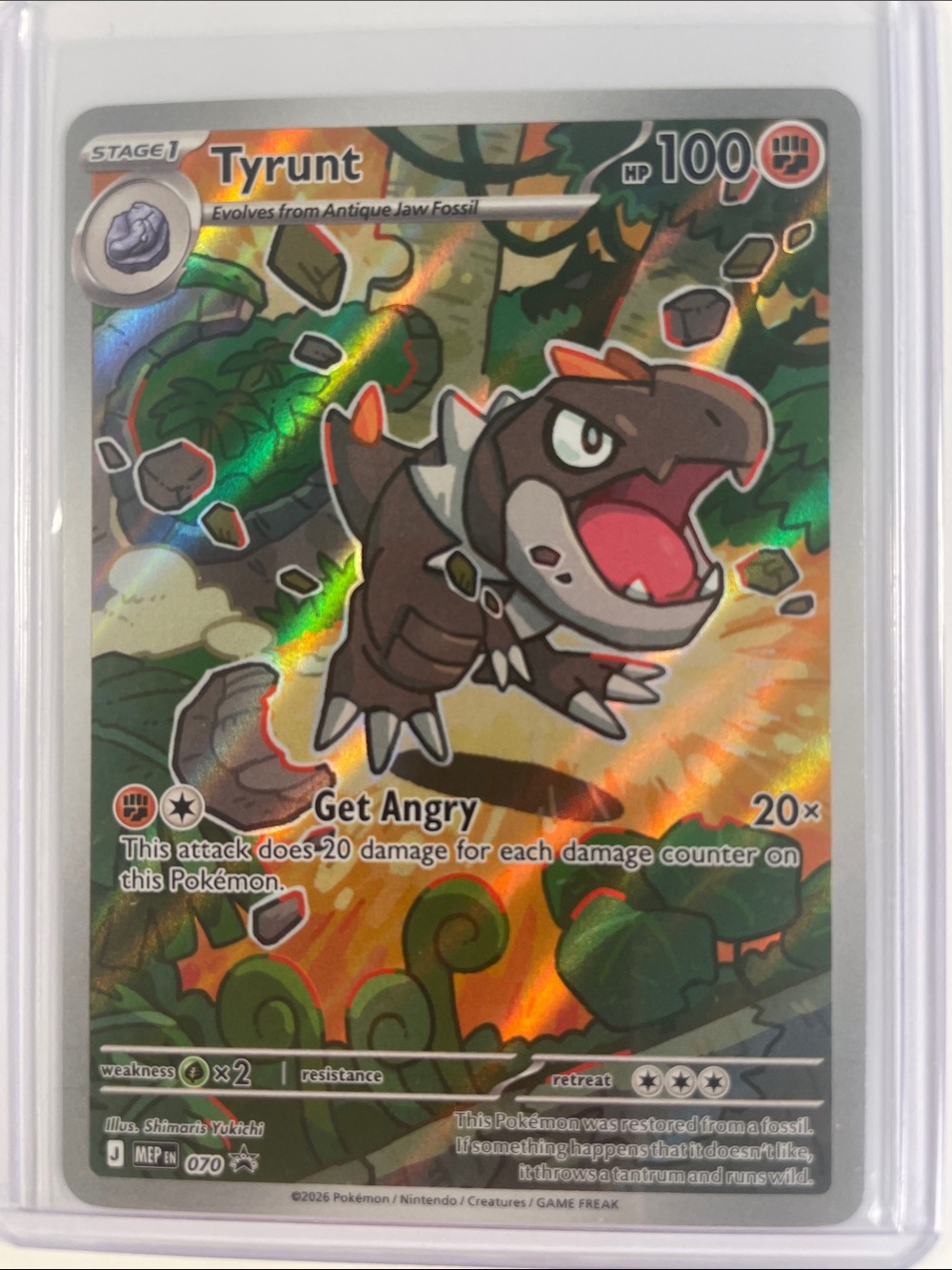Pokemon Tyrunt Holo Card - Brown, Red, Green